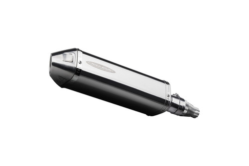 Delkevic 13" Stainless Steel Tri-Oval Stubby Muffler - Kymco Downtown 300i - 2011-2016 Exhaust (BLEMISHED)